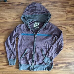 Kirra Maroon and Gray Striped Hoodie